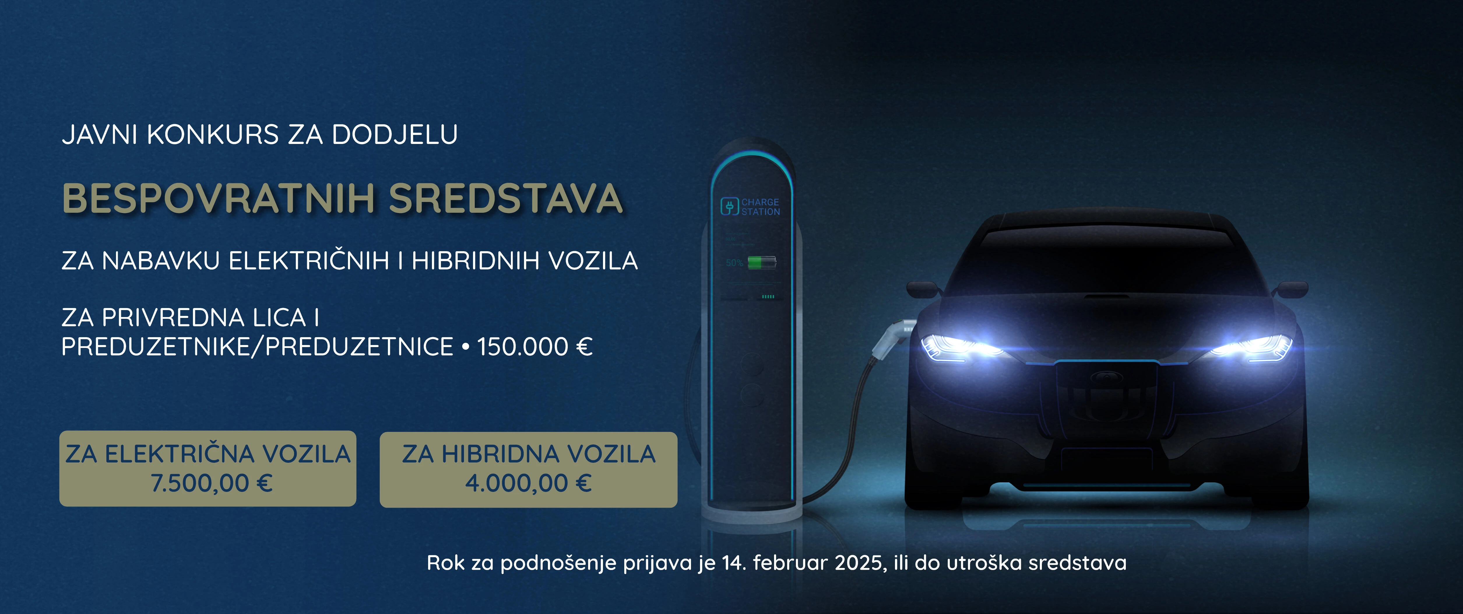Javni konkurs za dodjelu subvencija fonda za zaštitu životne sredine privredi i preduzetnicima/preduzetnicama za kupovinu električnih i hibridnih vozila (kategorije l, m1, m2 i n1) za 2024. godinu