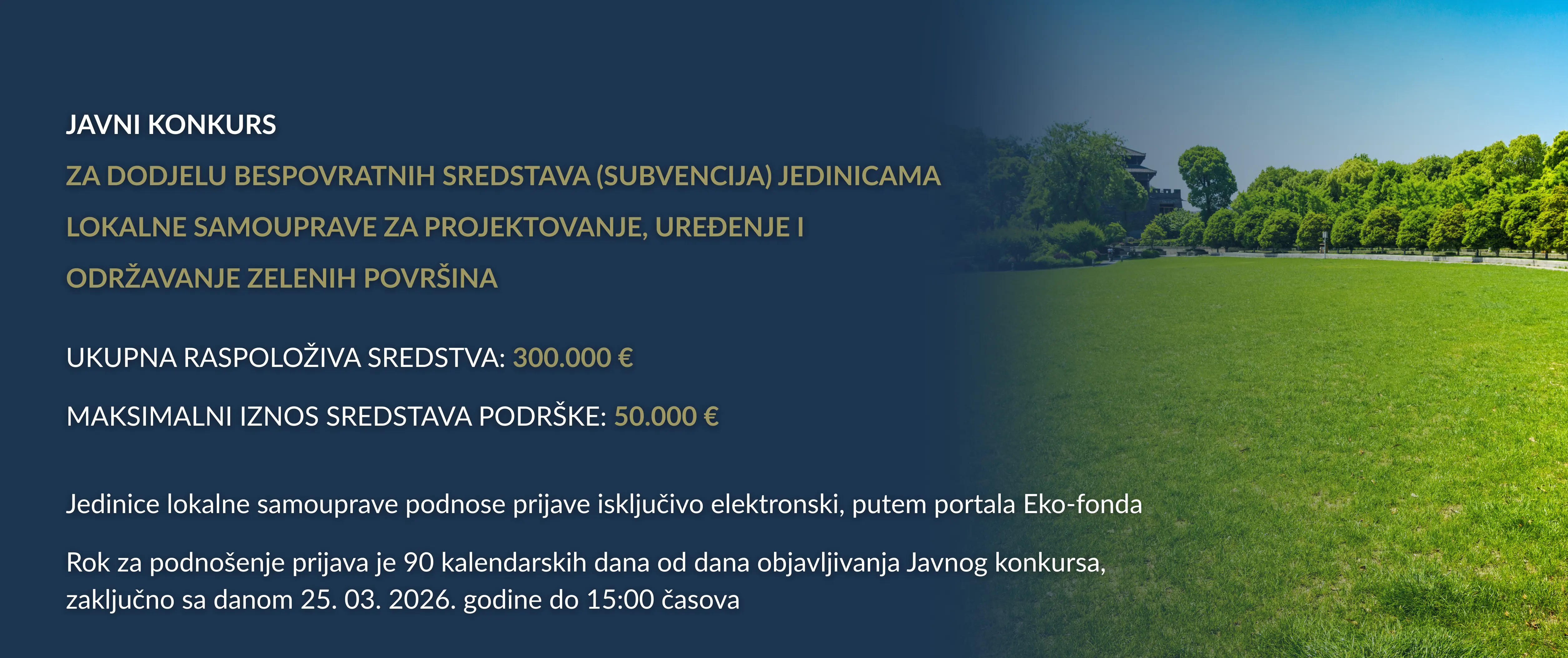 javni konkurs za projektovanje, uređenje i održavanje zelenih površina