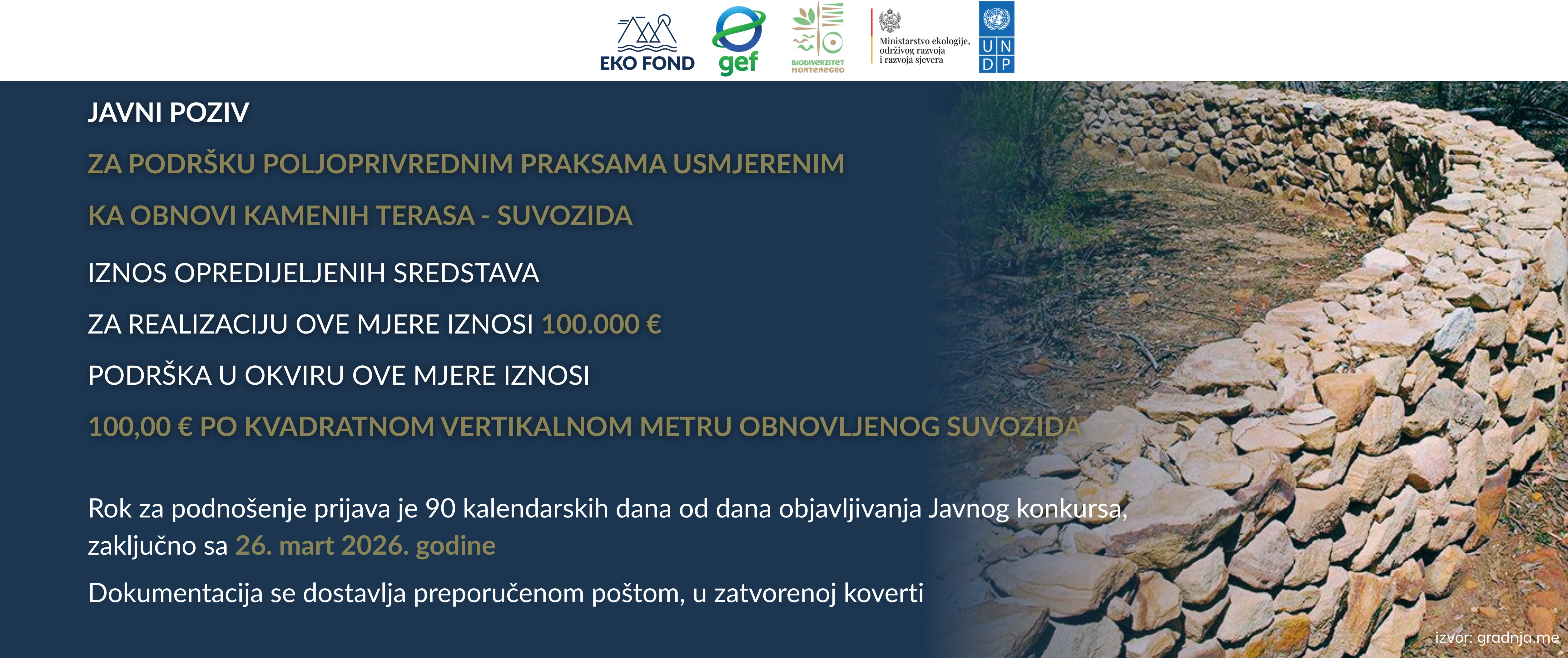 Javni poziv za podršku revitalizaciji suvozida