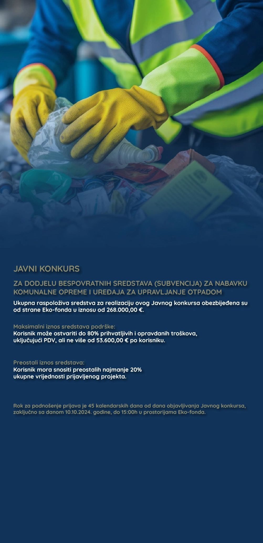 Javni konkurs za dodjelu bespovratnih sredstava (subvencija)  za nabavku komunalne opreme i uređaja za upravljanje otpadom
