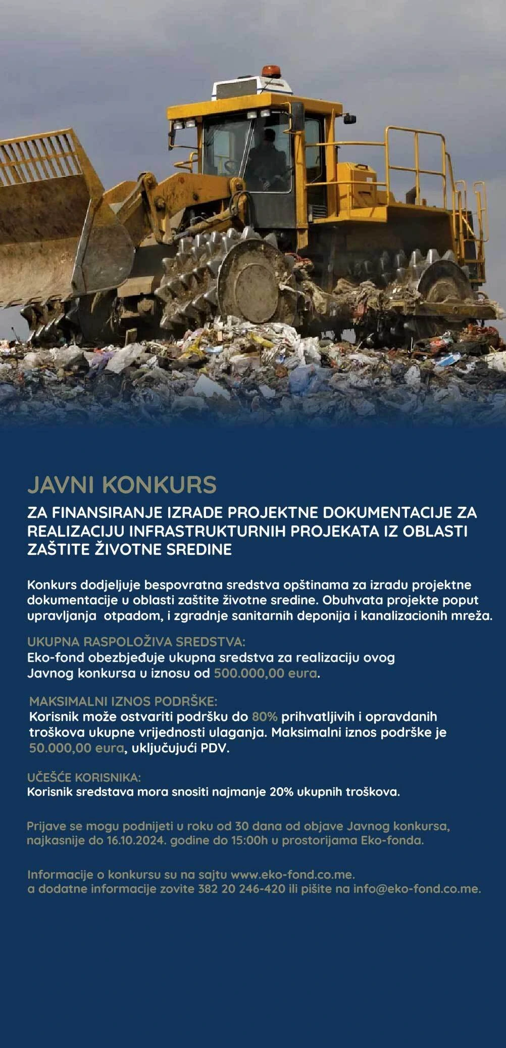 Javni konkurs za finansiranje izrade projektne dokumentacije za realizaciju infrastrukturnih projekata iz oblasti zastite zivotne sredine