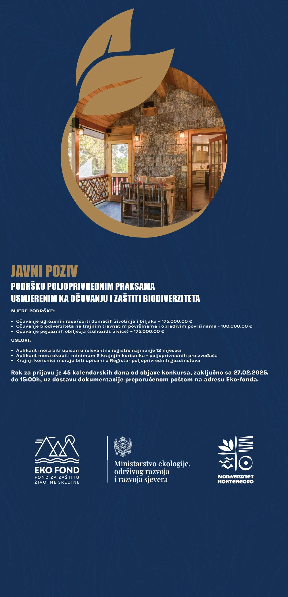 Javni poziv za podršku poljoprivrednim praksama usmjerenim ka očuvanju i zaštiti biodiverziteta